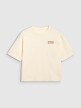 Damski t-shirt oversize z nadrukiem 4F 4FRSS25TTSHF3161 - beżowy