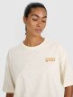 Damski t-shirt oversize z nadrukiem 4F 4FRSS25TTSHF3161 - beżowy