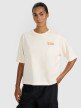 Damski t-shirt oversize z nadrukiem 4F 4FRSS25TTSHF3161 - beżowy