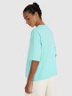 Damski t-shirt oversize z nadrukiem 4F 4FRSS25TTSHF3161 - turkusowy
