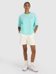 Damski t-shirt oversize z nadrukiem 4F 4FRSS25TTSHF3161 - turkusowy