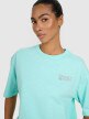Damski t-shirt oversize z nadrukiem 4F 4FRSS25TTSHF3161 - turkusowy