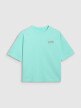 Damski t-shirt oversize z nadrukiem 4F 4FRSS25TTSHF3161 - turkusowy