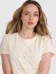Damski t-shirt z nadrukiem 4F 4FRSS25TTSHF3162 - beżowy