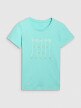 Damski t-shirt z nadrukiem 4F 4FRSS25TTSHF3162 - turkusowy