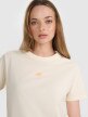 Damski t-shirt oversize z nadrukiem 4F 4FRSS25TTSHF3163 - beżowy