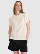 Damski t-shirt oversize z nadrukiem 4F 4FRSS25TTSHF3163 - beżowy