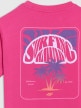 Damski t-shirt oversize z nadrukiem 4F 4FRSS25TTSHF3163 - różowy