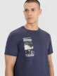 Męski t-shirt z nadrukiem 4F 4FRSS25TTSHM2997 - granatowy