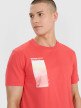 Męski t-shirt z nadrukiem 4F 4FRSS25TTSHM2997 - różowy
