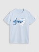 Męski t-shirt z nadrukiem 4F 4FRSS25TTSHM2998 - niebieski
