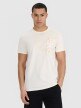 4F Męski tshirt z nadrukiem 4F 4FRSS25TTSHM3002  beżowy Beżowy