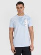 4F Męski tshirt z nadrukiem 4F 4FRSS25TTSHM3002  niebieski Niebieski