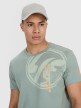 Męski t-shirt z nadrukiem 4F 4FRSS25TTSHM3002 - khaki