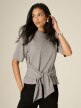 mini: Damski t-shirt z wiązaniem 4F 4FRSS26TTSHF3847 -szary (1)