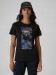 mini: Damski t-shirt  z nadrukiem 4F 4FRSS26TTSHF4225 - czarny (1)