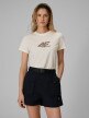 mini: Damski t-shirt z nadrukiem 4F 4FRSS26TTSHF4422 - kremowy (1)