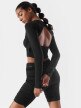 mini: Damski longsleeve crop-top 4F x Anna Lewandowska 4FSSS23TLONF220 - czarny (3)