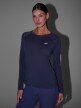 Damski longsleeve trekkingowy 4F 4FWSS25TFLOF332 - granatowy