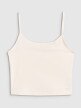 Damski crop-top na ramiączkach 4F 4FWSS25TSLEF127 - biały