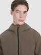 Męski softshell z kapturem 4F 4FWSS25TSOFM324 - brązowy