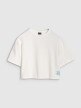Damski t-shirt crop top 4F 4FWSS25TTSHF1977 - biały