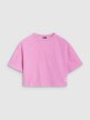 Damski t-shirt crop top 4F 4FWSS25TTSHF1977 - różowy