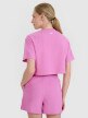 Damski t-shirt crop top 4F 4FWSS25TTSHF1977 - różowy