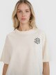 Damski t-shirt z nadrukiem oversize 4F 4FWSS25TTSHF1993 - biały