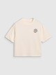Damski t-shirt z nadrukiem oversize 4F 4FWSS25TTSHF1993 - biały