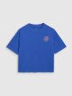 Damski t-shirt z nadrukiem oversize 4F 4FWSS25TTSHF1993 - niebieski
