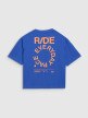 Damski t-shirt z nadrukiem oversize 4F 4FWSS25TTSHF1993 - niebieski