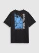 Męski t-shirt oversize z nadrukiem 4F 4FWSS25TTSHM1985 - czarny