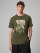  4F Męski tshirt z nadrukiem 4F 4FWSS26TTSHM2825  khaki Khaki