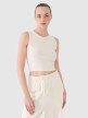 4F Damski crop top 4F 4FRSS25TSLEF234  biały Biały