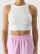 Damski crop top 4F 4FWSS24TSLEF066 - beżowy