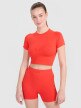 Damski crop top treningowy 4F 4FRSS25TFTSF1757 - pomarańczowy
