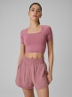 mini: Damski crop top treningowy 4F 4FWSS26TFTSF1812 - różowy (1)