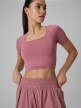 mini: Damski crop top treningowy 4F 4FWSS26TFTSF1812 - różowy (4)
