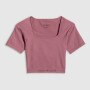 mini: Damski crop top treningowy 4F 4FWSS26TFTSF1812 - różowy (9)