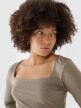 Damski longsleeve crop top 4F 4FRSS24TLONF499 - brązowy
