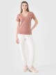 Damski t-shirt basic 4F 4FWSS25TTSHF1990 - brązowy
