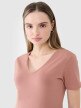 Damski t-shirt basic 4F 4FWSS25TTSHF1990 - brązowy