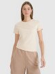 4F Damski tshirt basic 4F 4FWSS25TTSHF2351  beżowy Beżowy