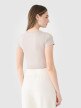 Damski t-shirt crop top 4F 4FRSS25TTSHF2695 - beżowy