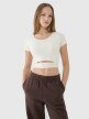 4F Damski tshirt crop top 4F 4FRSS25TTSHF2695  biały Biały