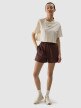 Damski t-shirt crop top 4F 4FWSS24TTSHF1357 - beżowy