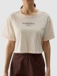 Damski t-shirt crop top 4F 4FWSS24TTSHF1357 - beżowy