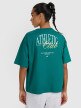 Damski t-shirt oversize z nadrukiem 4F 4FRSS25TTSHF2977 - zielony