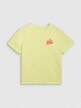 Damski t-shirt oversize z nadrukiem 4F 4FRSS25TTSHF3160 - żółty